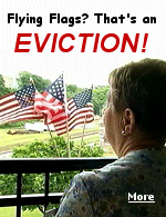 A 75-year-old New Jersey woman faces the possibility of eviction for hanging three small American flags from her balcony. 